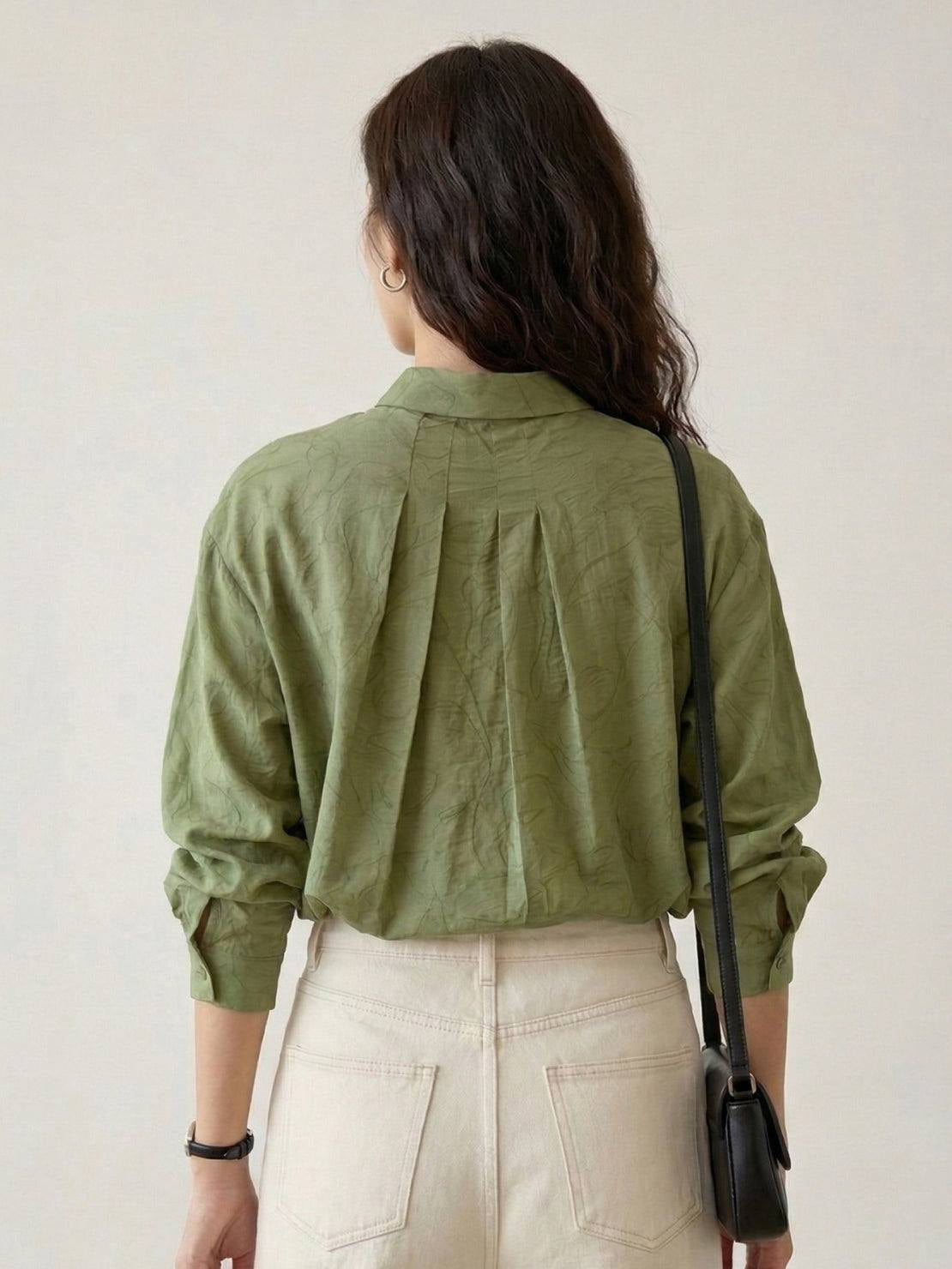 100% Linen Oversized Jacquard Shirt