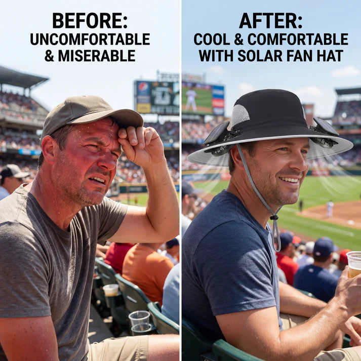Outdoor Hat With Solar Powered Fans，Your head's best friend on hot days.
