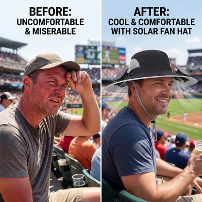 Outdoor Hat With Solar Powered Fans，Your head's best friend on hot days.