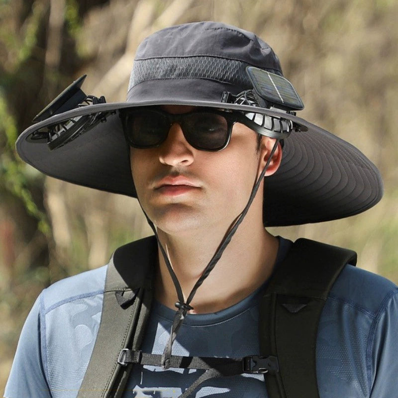 Outdoor Hat With Solar Powered Fans，Your head's best friend on hot days.